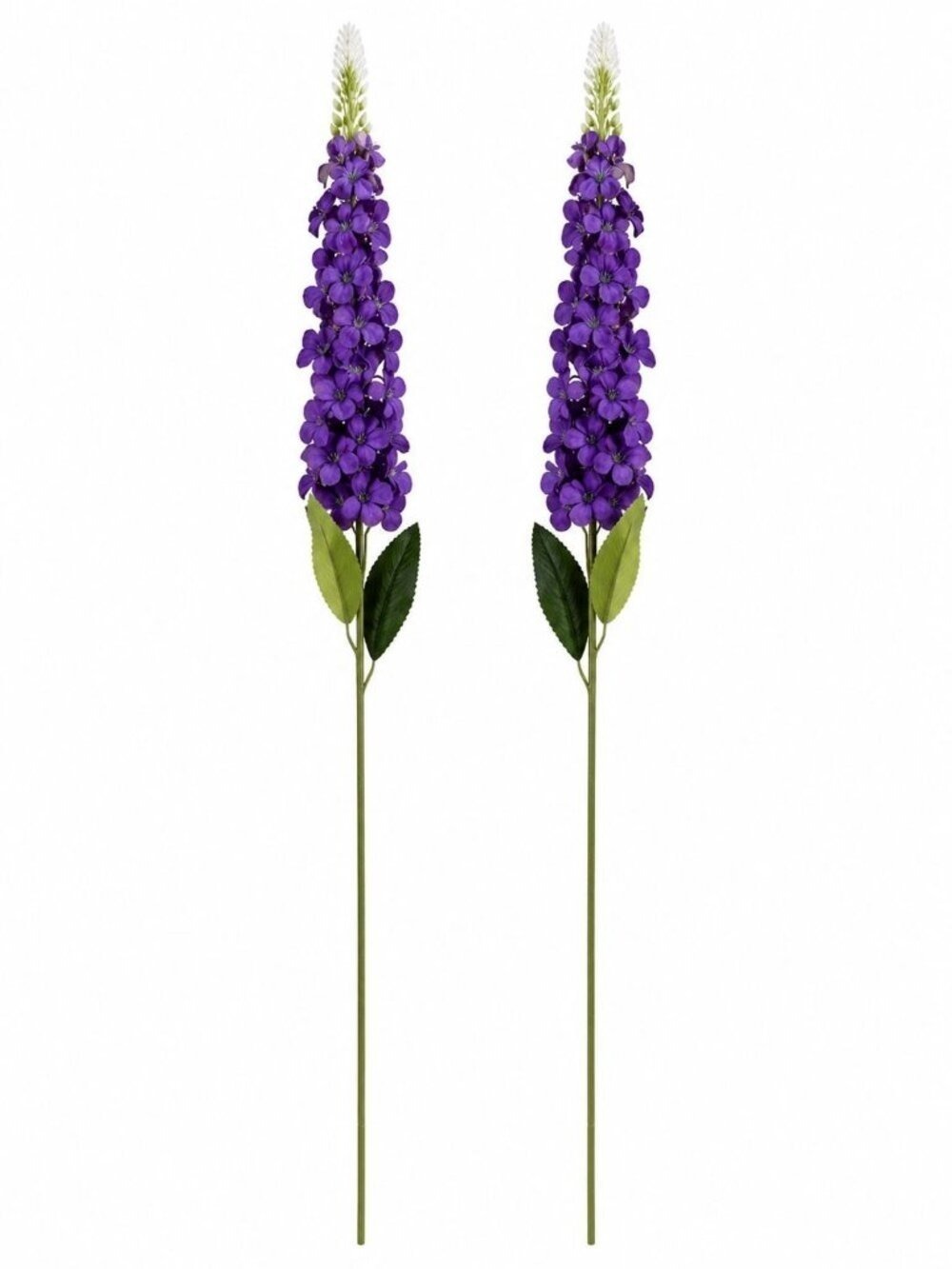 Purple Snapdragon Stems Set of 2 Artificial Larkspur Spike Flowers 26 Inch Faux